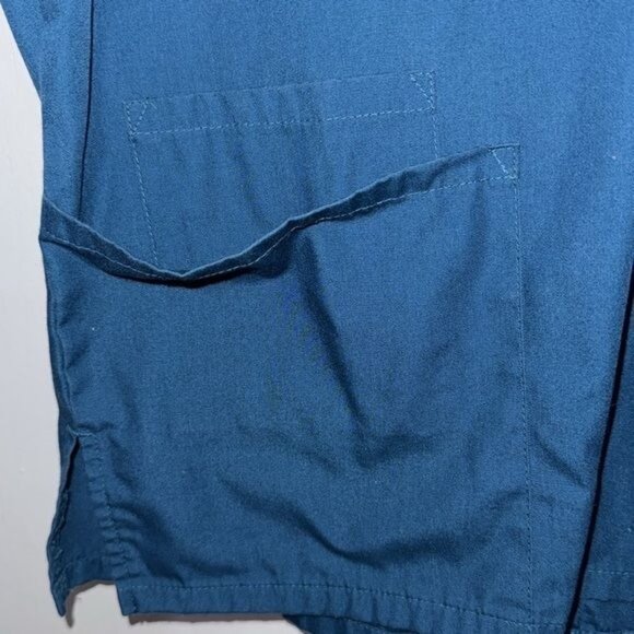 Cherokee Workwear Scrub Top XS V-Neck Short Sleeve Blue 65% Polyester 35% Cotton - Picture 4 of 7